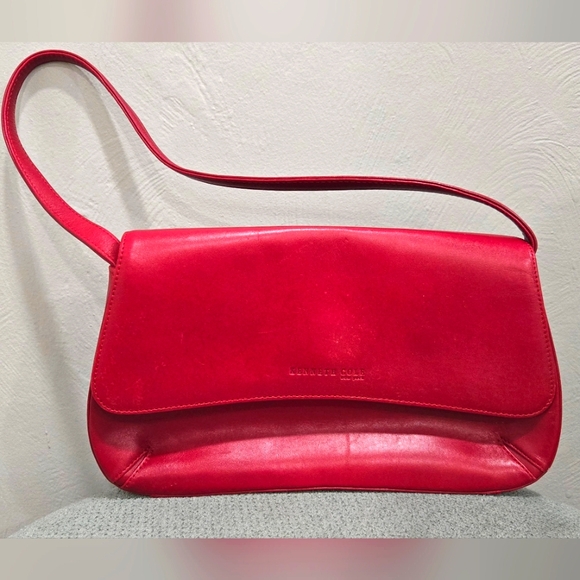 Kenneth Cole New York• Red Leather Shoulder Bag - Picture 1 of 10